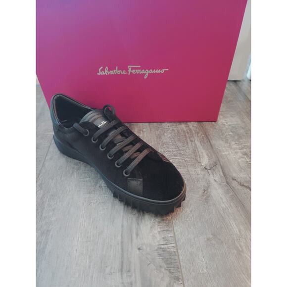NEW Salvatore Ferragamo Black Velvet Sneakers - Size 6.5 - Picture 12 of 12